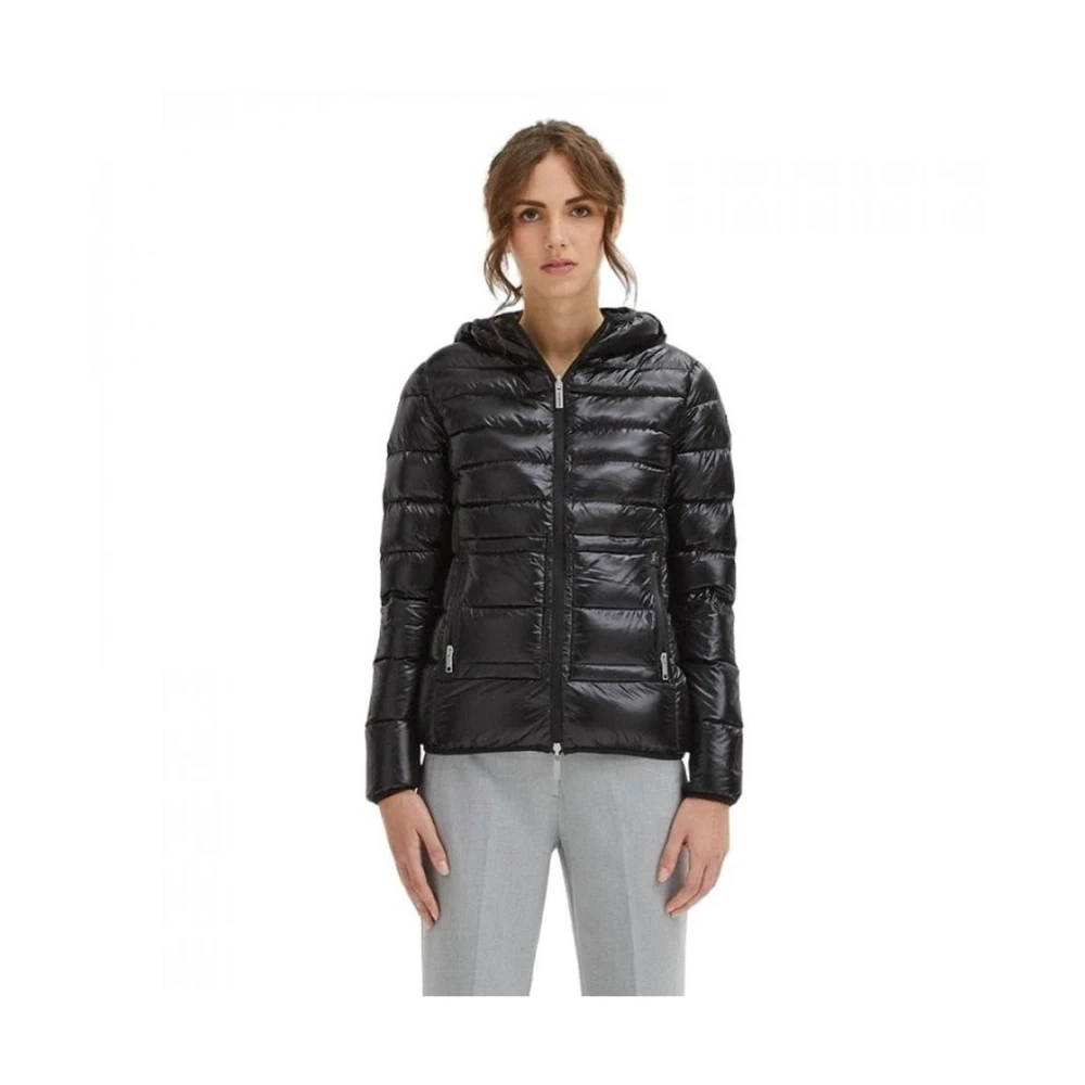 Centogrammi Ultra Lichtgewicht Hooded Puffer Jas Black Dames
