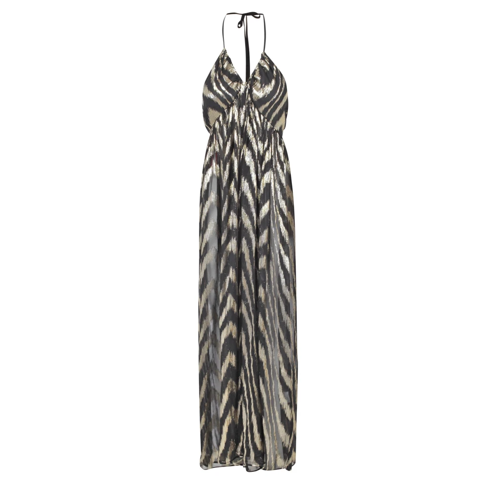 Jucca Zijden en lurex V-hals jurk Black Dames