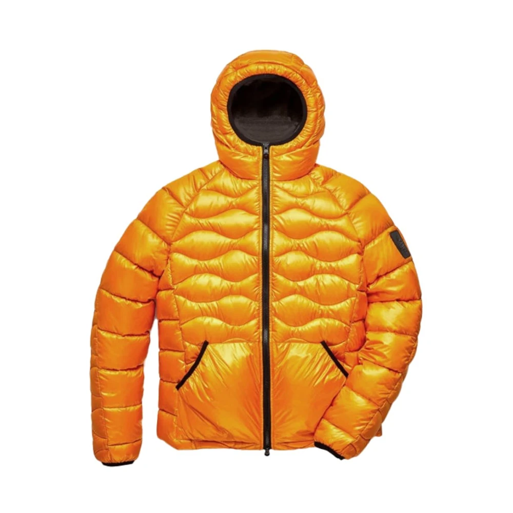 RefrigiWear Oranje Nylon Donsjas met Bont Capuchon Orange Heren