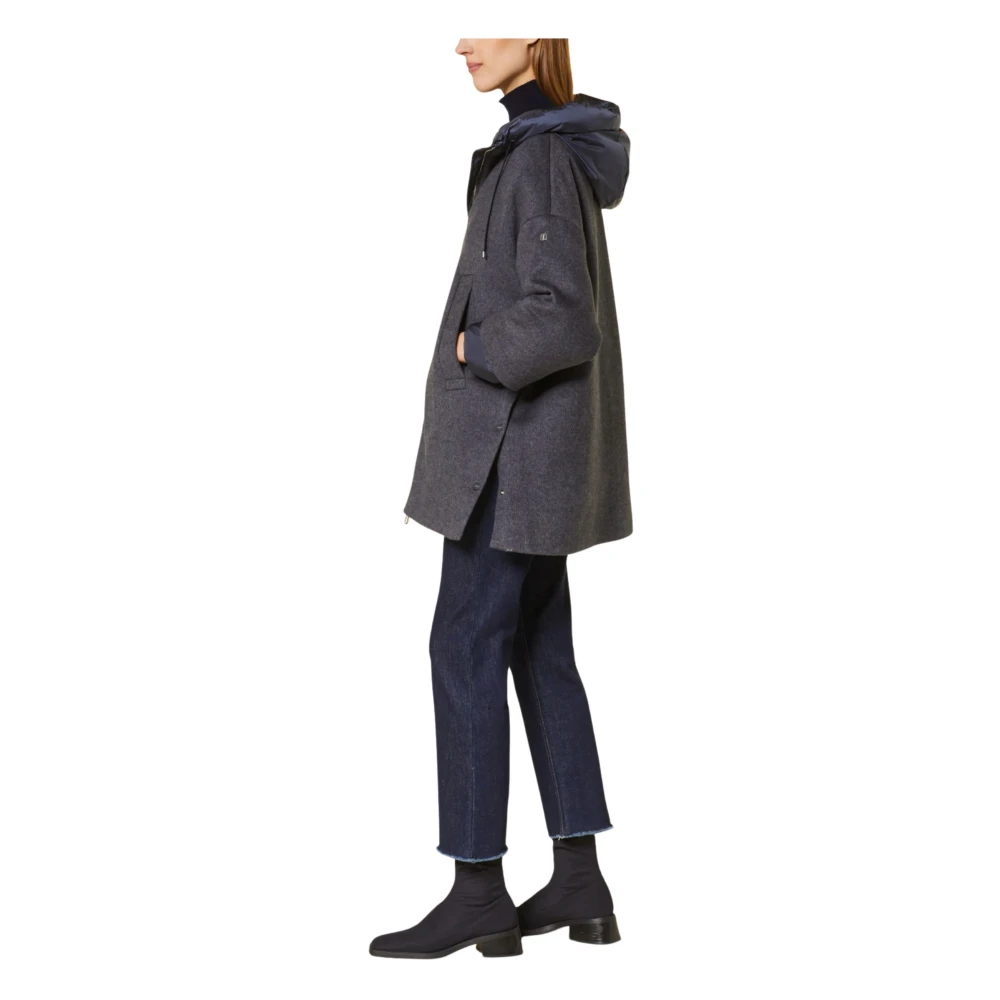 Duno Blauwe Wollen Kimono Jas Blue Dames