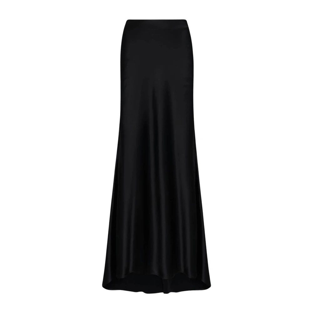 Kiton Zijden Satijnen Maxi Rok Black Dames