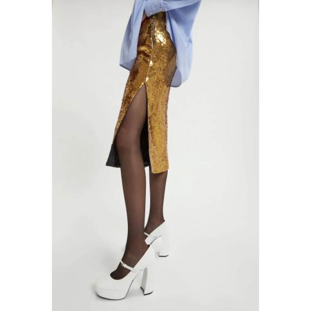 Ermanno Scervino Gouden Pailletten Rok Yellow Dames