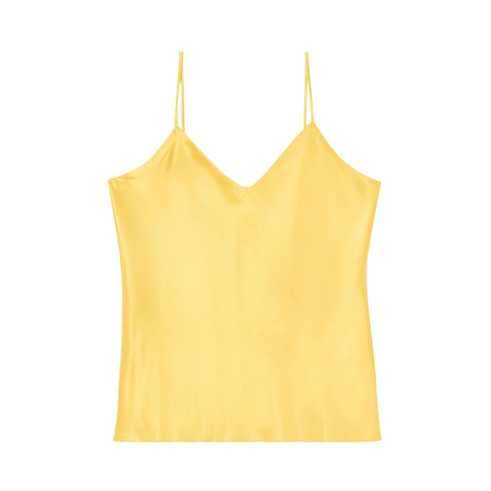 Brooks Brothers V-hals zijden Charmeuse top Yellow Dames
