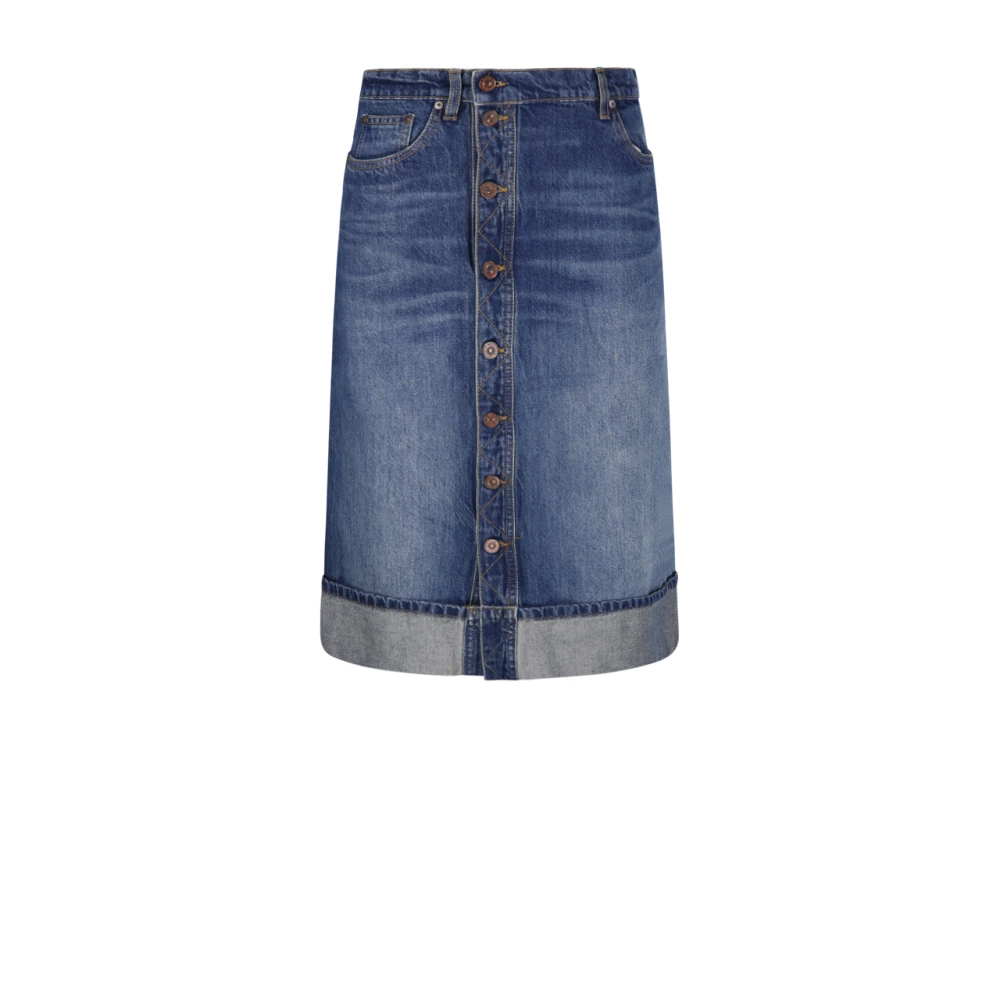 Victoria Beckham Vintage Indigo Denim Rok met Placket Detail Blue Dames