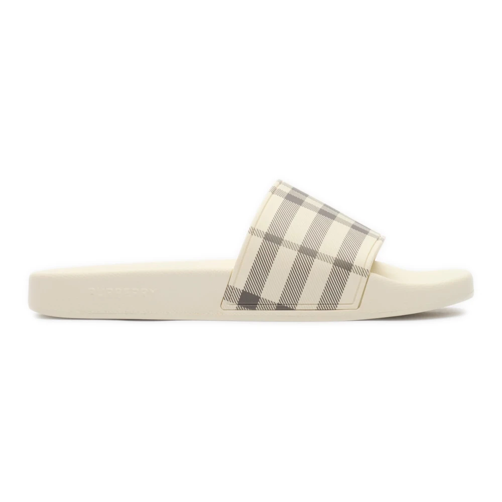 Burberry Women's White Check Slides