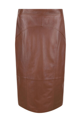 brown-leather-pencil-skirt