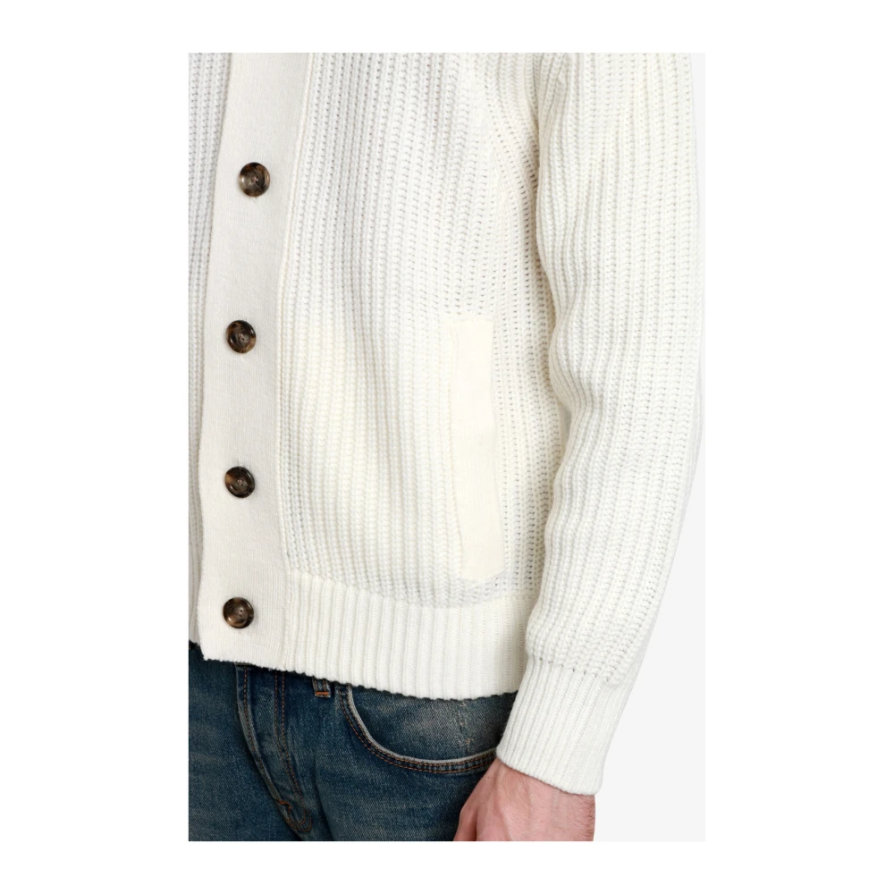 Paolo Pecora Roomkleurige Wollen Mix Ribgebreide Vest Beige Heren