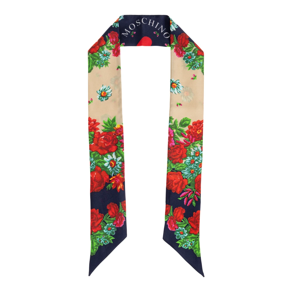 Moschino Unisex Multicolor Accessoarer One Size, Sidenscarf Med Blommigt Motiv