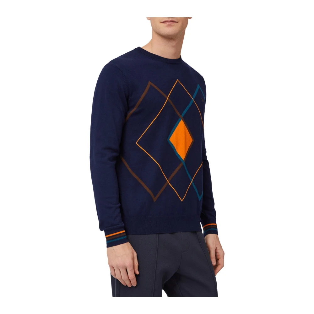 Harmont & Blaine Heren Argyle Patroon Trui Blue Heren