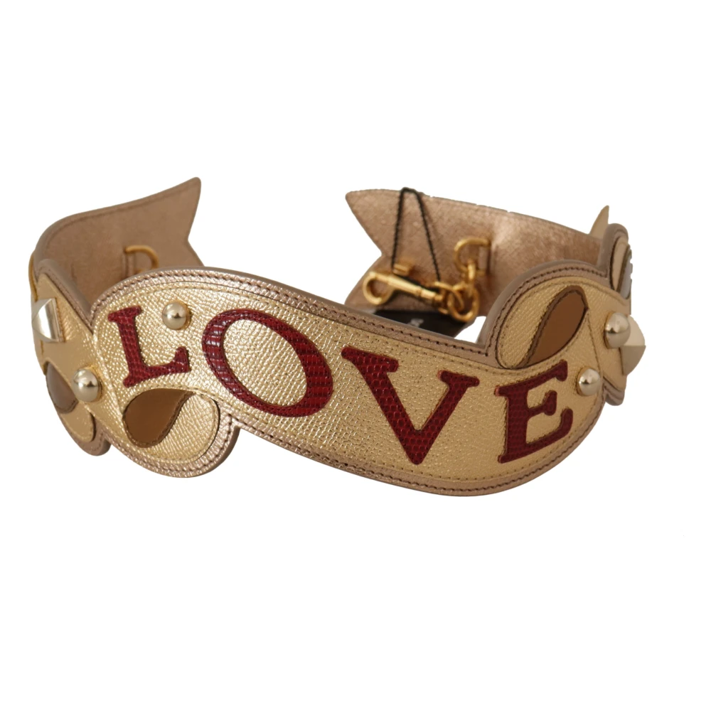 Dolce & Gabbana Women's Gold Leather Love Patch Bag Shoulder Strap