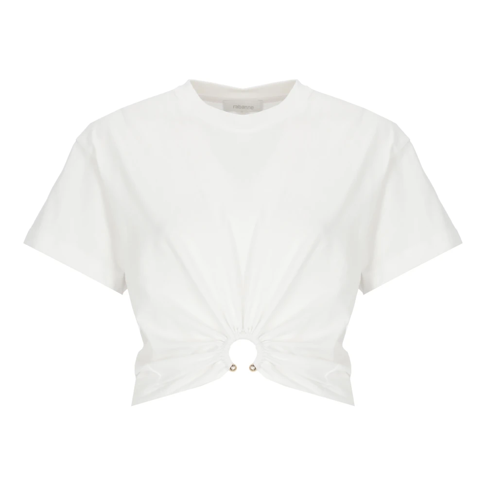 Rabanne Women's White Crew-Neck Cotton T-Shirt - T-Shirts - M - Tops