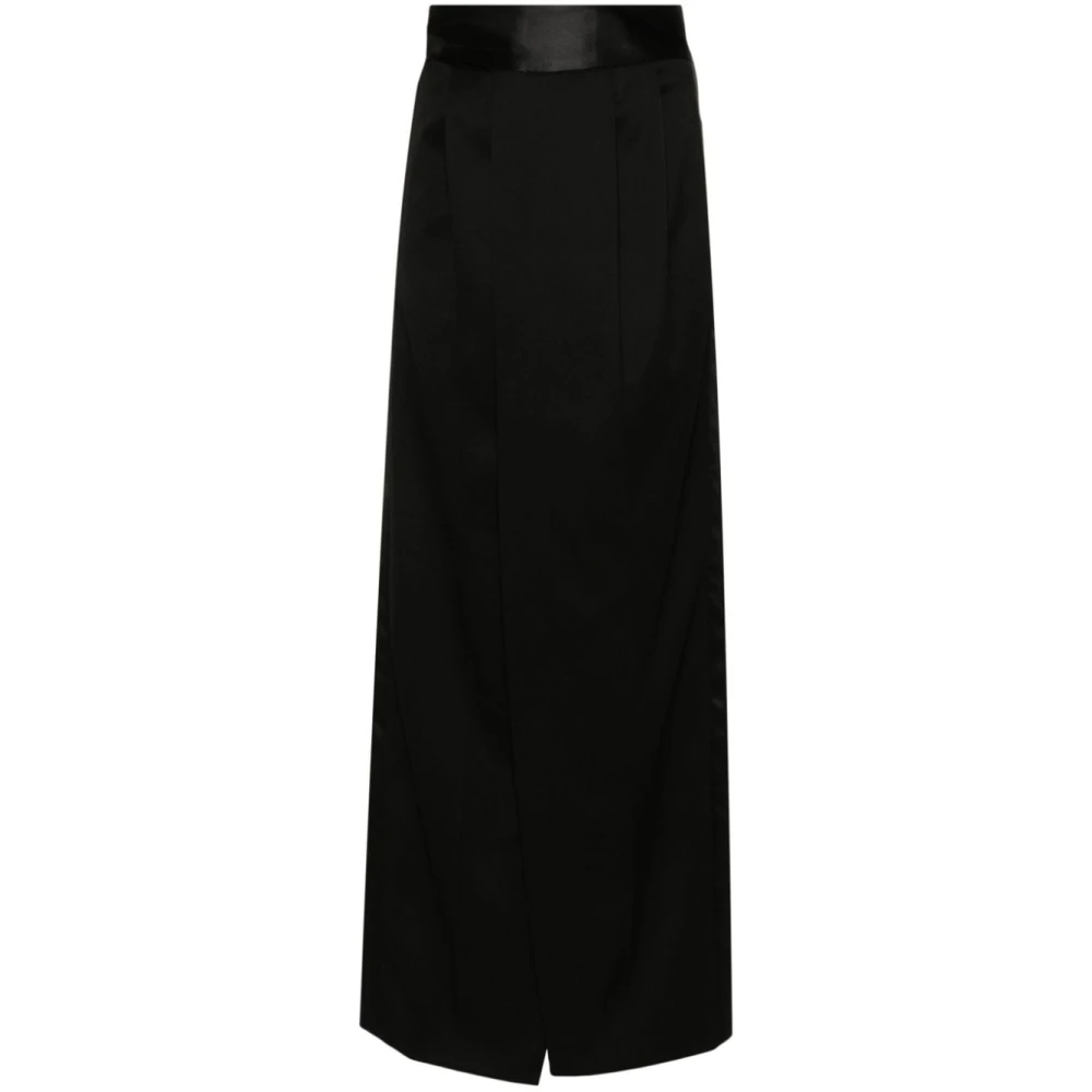 Mm6 Maison Margiela Women's Black Maxi Skirts, Xs, Pleat-Detailing Maxi Skirt