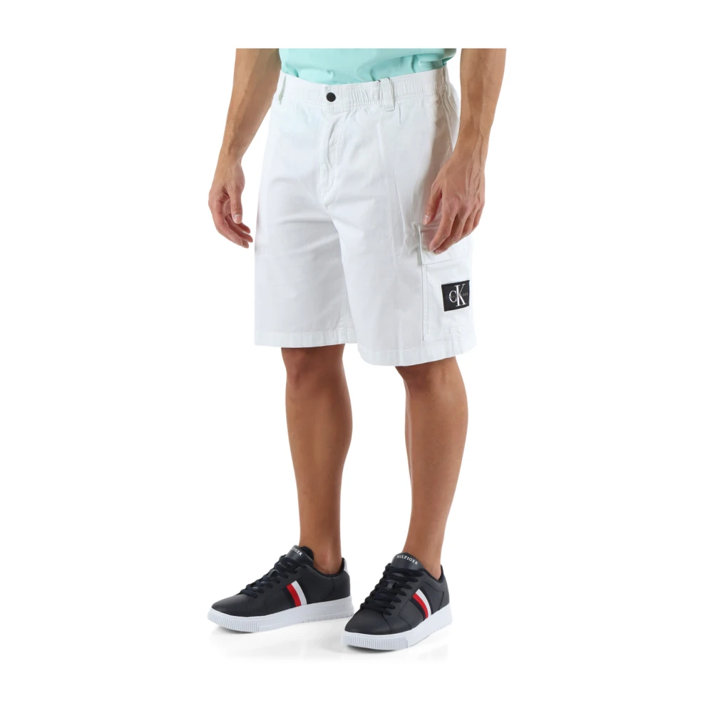 Calvin Klein Jeans Cargo Stretch Katoenen Bermuda Shorts White Heren