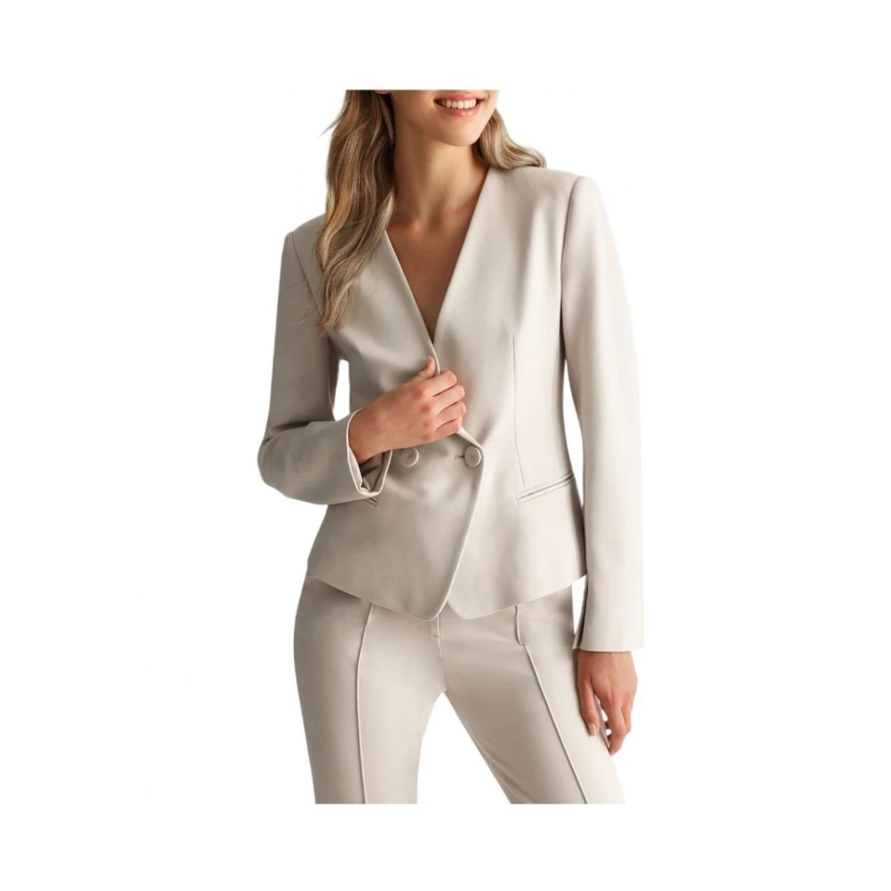 Liu Jo Grijze cropped blazer in Milanese steek Gray Dames