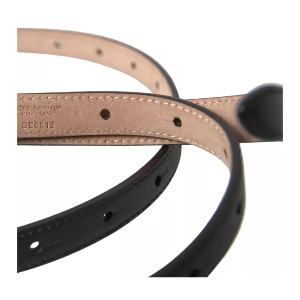 Dolce & Gabbana Zwarte leren taille riem met logogesp Brown Dames