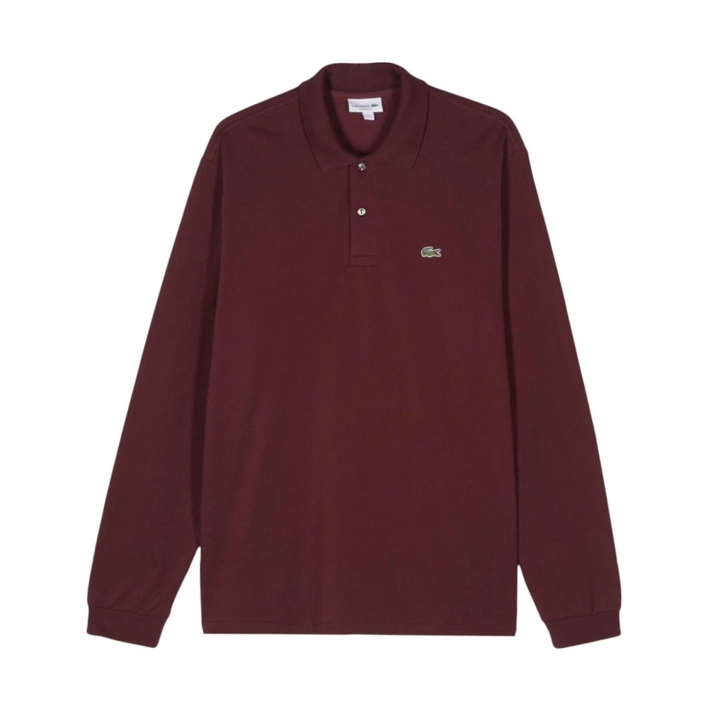 Lacoste Rode Polo Shirt Logo Patch Korte Mouwen Red Heren