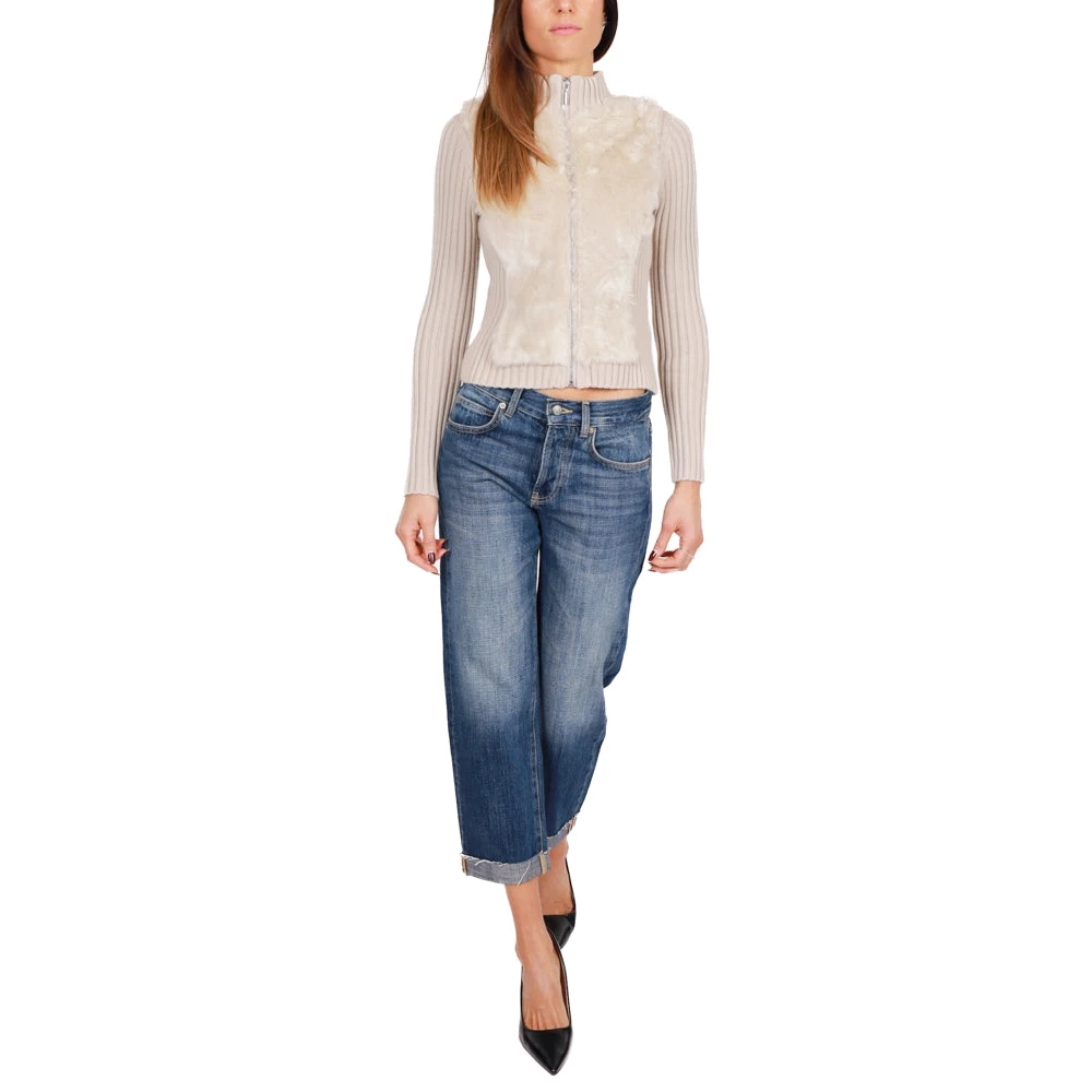 Roy Roger's Blauwe Wide Leg Cropped Jeans Blue Dames