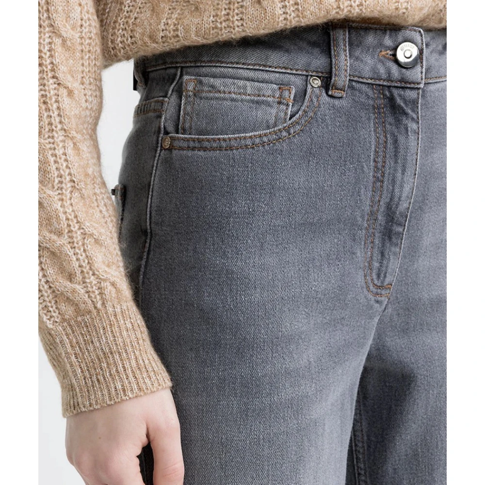 PESERICO Denim twill stretch wortelbroek Gray Dames