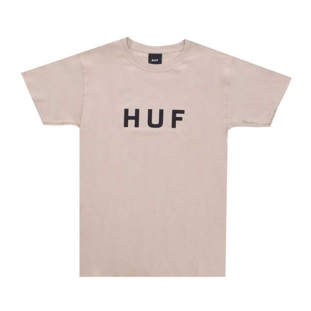 HUF Essentials Logo Tee Streetwear Collectie Beige Heren
