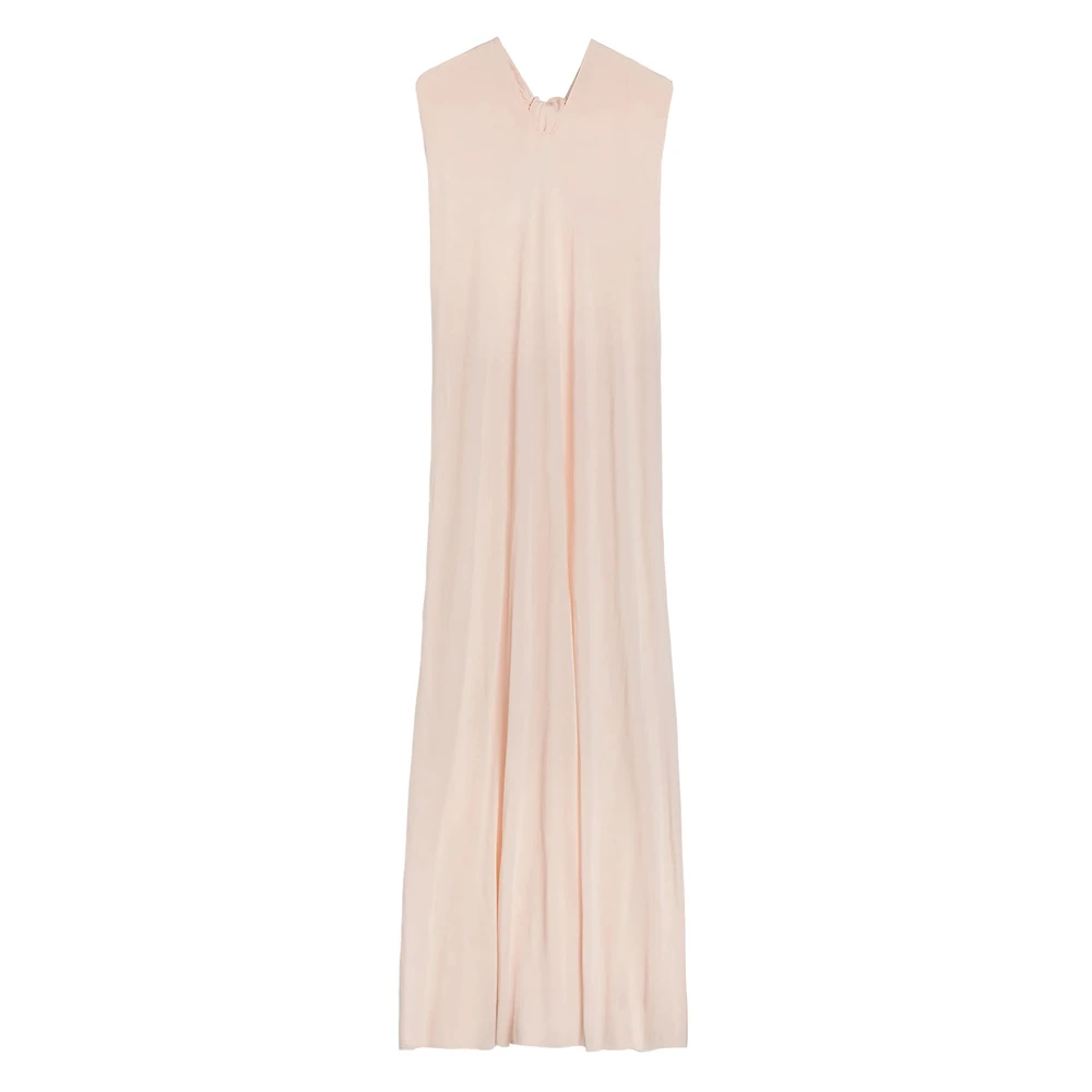 Jil Sander Poederroze Gedrapeerde Jurk Beige Dames