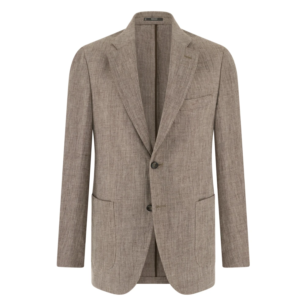 Boggi Milano Herren Brown,Orange Mélange Pure Linen Jacket,Mélange Reines Leinen Jacke