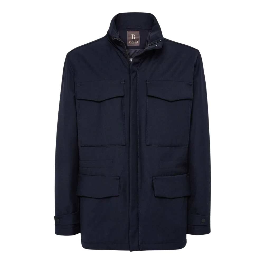 Boggi Milano Field jacket in gewatteerde technische stof Blue Heren
