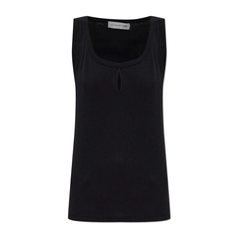 Victoria Beckham Women's Black Sleeveless Tops, S, Turtleneck Top With Back Draping