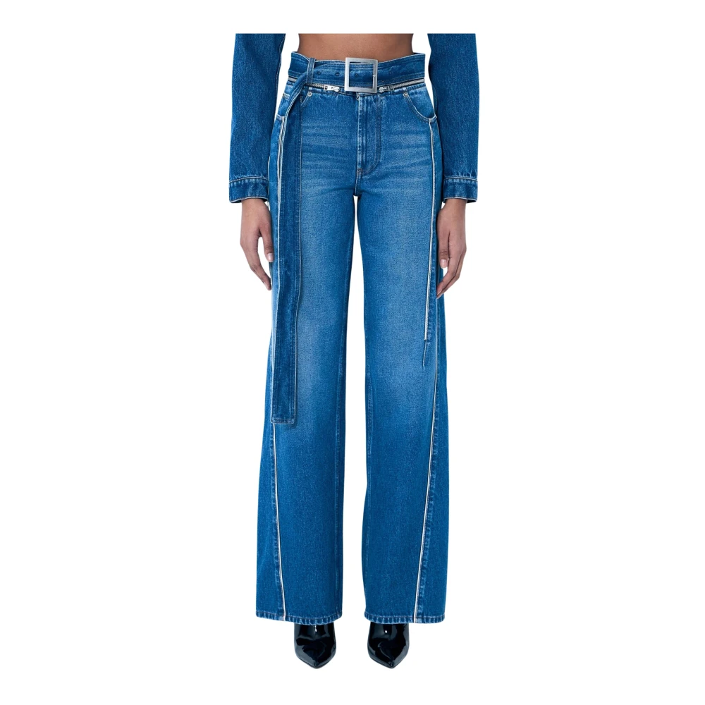 Jean Paul Gaultier Zip-Belt Denim Jeans Blue Dames