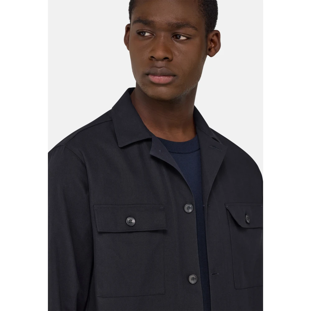Boggi Milano Katoenen Overshirt Blue Heren