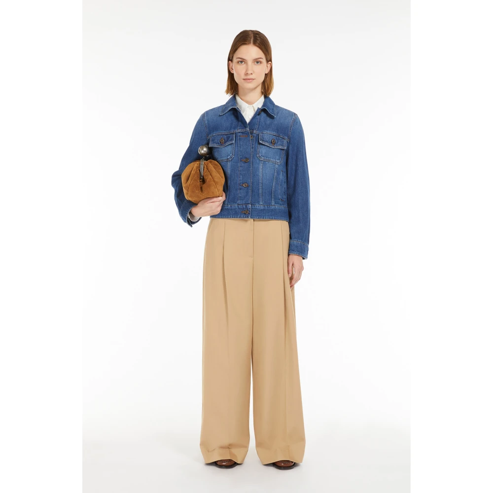 Max Mara Weekend Wijde katoenen broek Beige Dames
