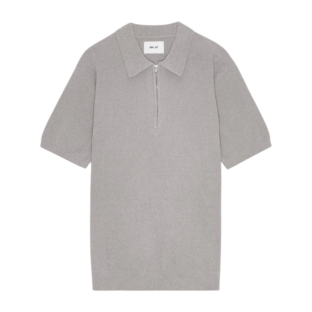 NN07 Zip Polo Stickad Poloshirt Fog Gray, Herr