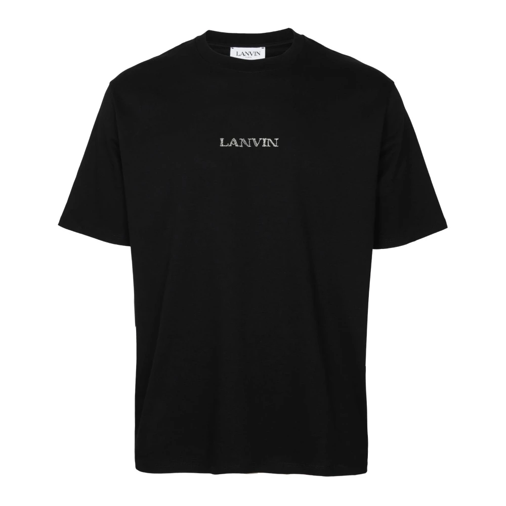 Lanvin Zwarte katoenen T-shirt met logo Black Dames