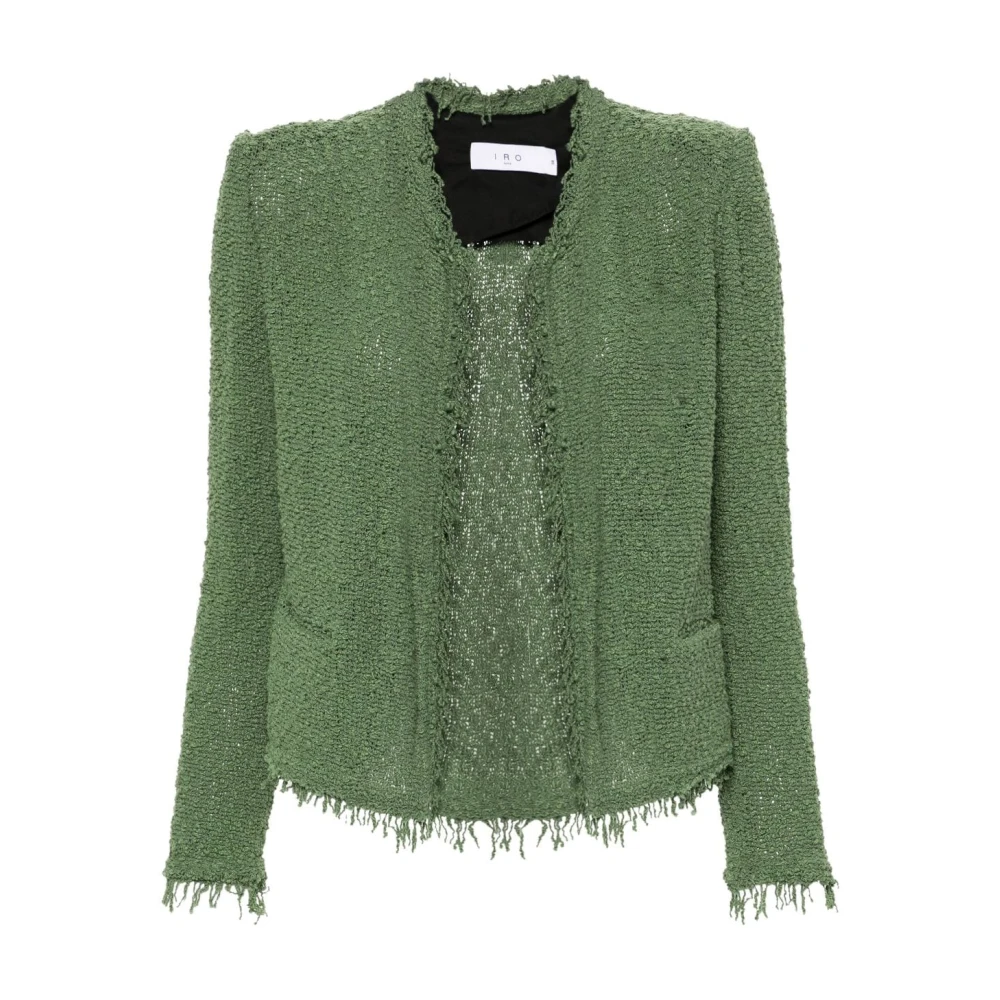 IRO Groene Bouclé Frayed Edge Jas Green Dames