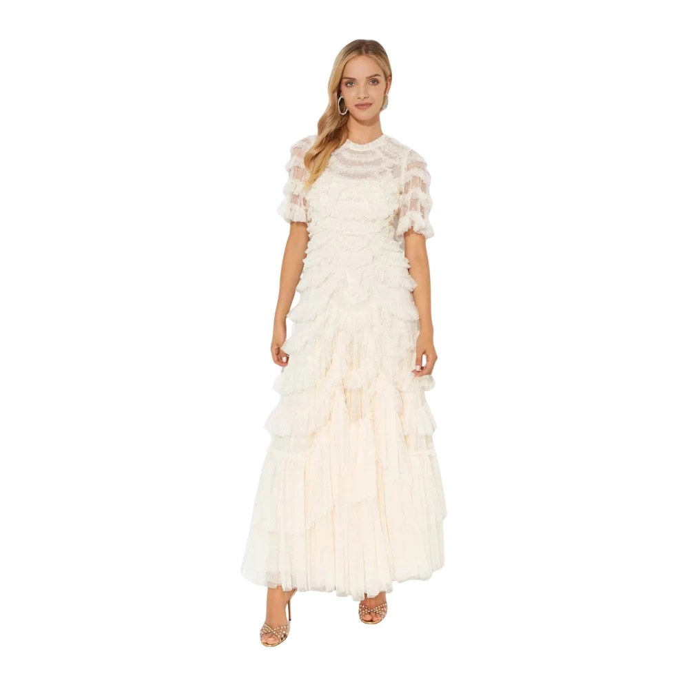 Needle & Thread Champagne Tule Maxi Jurk Marilla Beige Dames