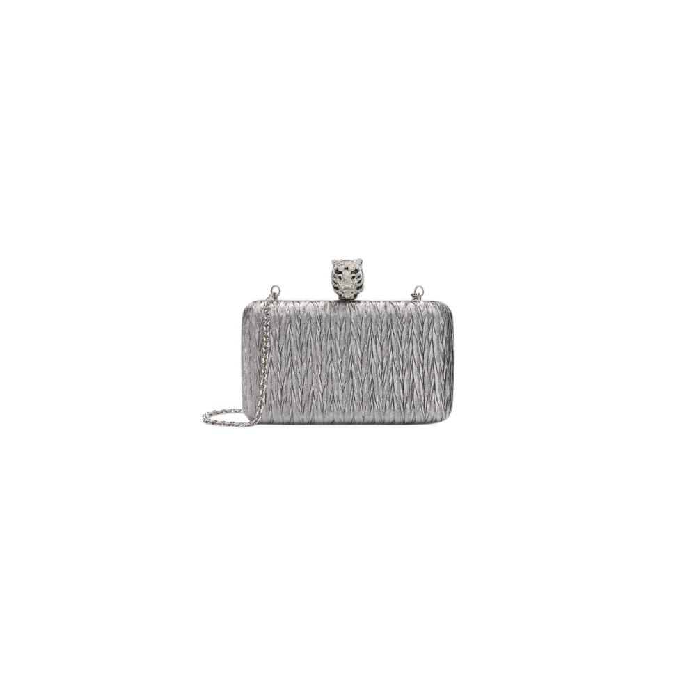 Roberto Cavalli Gray Tiger Fastening Fabric Clutch - Female - Clutches - One Size - Bags