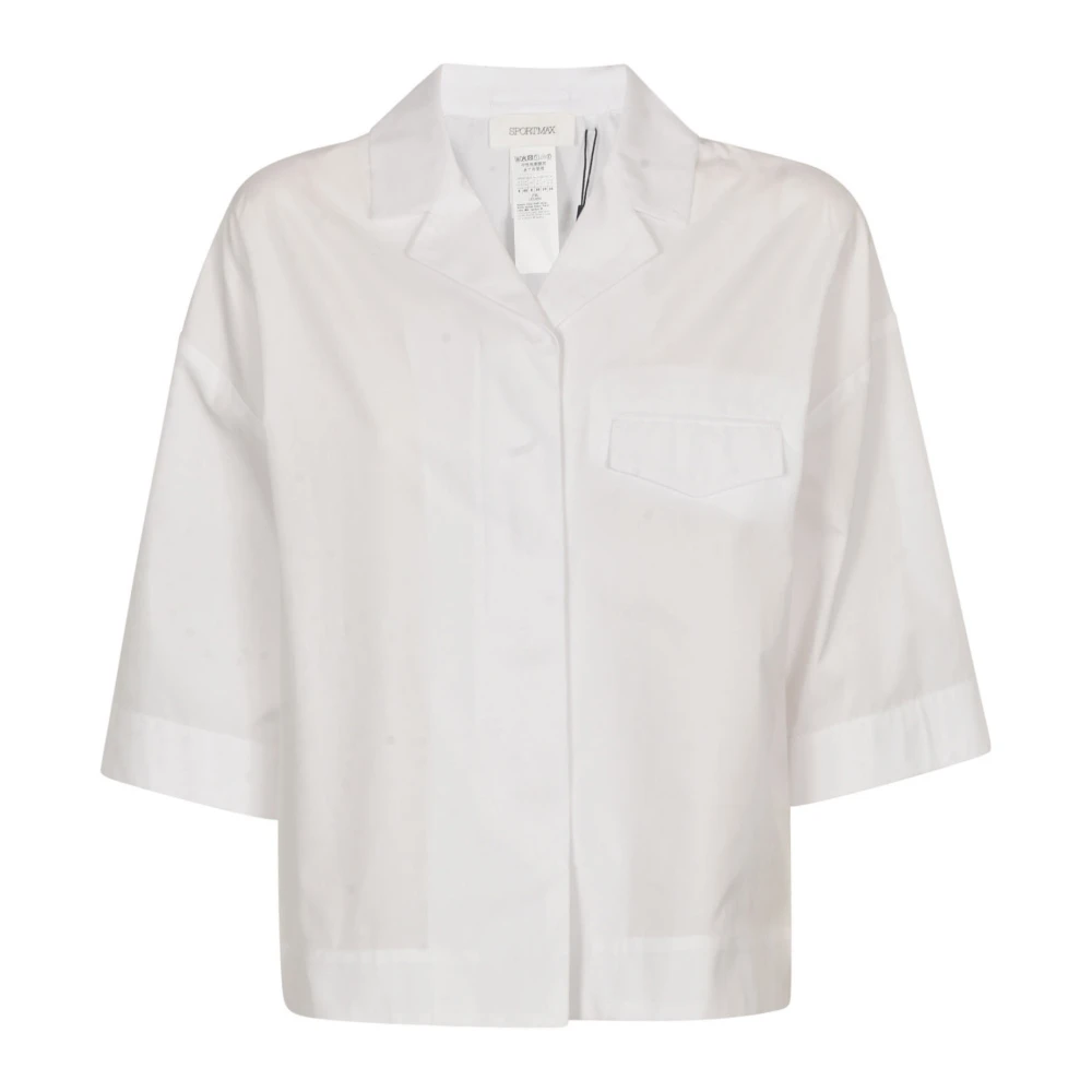 SPORTMAX Witte Katoenen Poplin Shirt Kristal Versierd White Dames