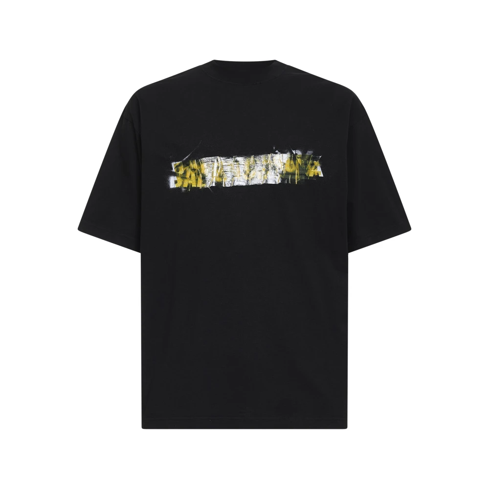 Balenciaga Men's Black Messy Spray T-Shirt - T-Shirts - S - Tops