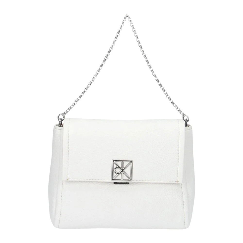 Calvin Klein Women's White Emblem Hw Pebble Crossbody 20 - Shoulder Bags - One Size - Bags