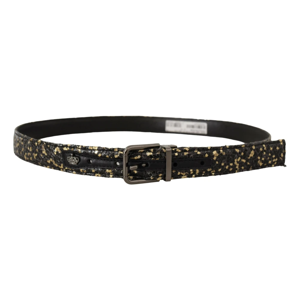Dolce & Gabbana Women's Black Elegant Italian Leather Belt With Crown Detail