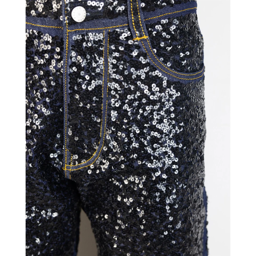 P.a.r.o.s.h. Zwarte Paillet Rechte Pijp Jeans Black Dames