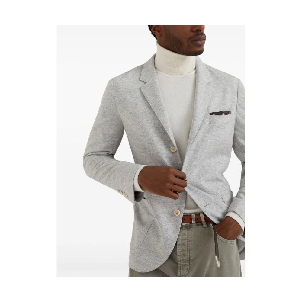 BRUNELLO CUCINELLI Kasjmier Grijze Jas met Revers Gray Heren
