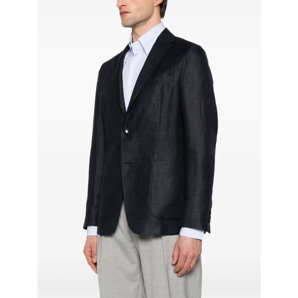 Ermenegildo Zegna Navy Blauwe Knoopjas Black Heren