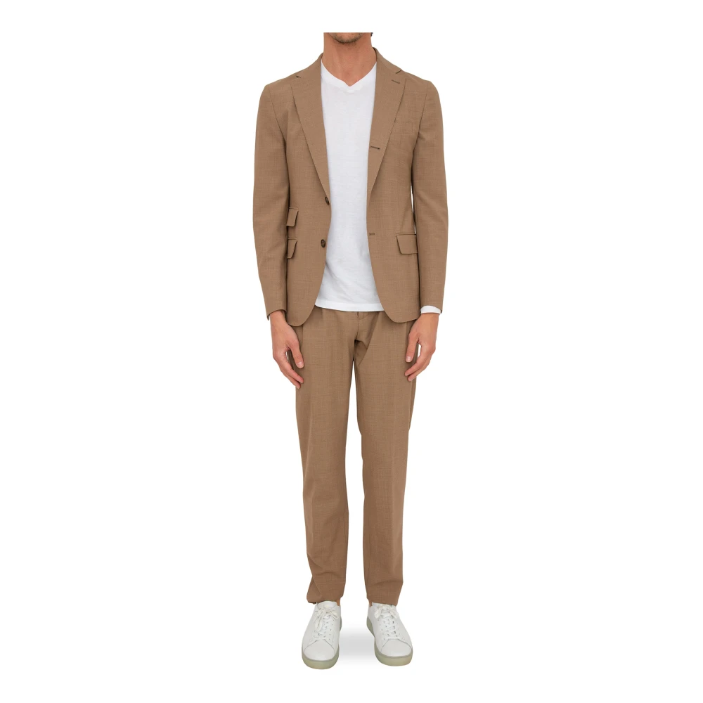 Eleventy Men's Brown Single Breasted Suits, Xl, Luxury Wool Blend Single Breasted Suit