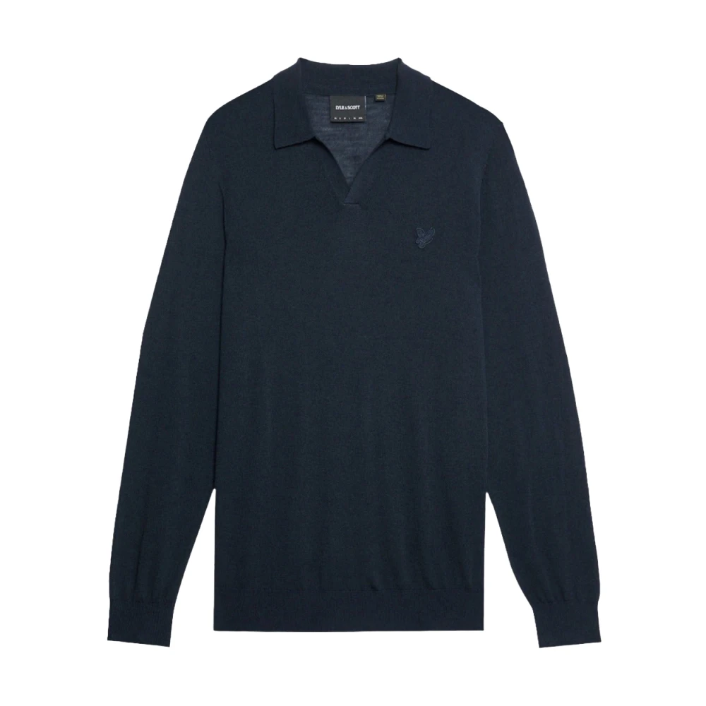 Lyle & Scott Blauwe Merino Kraag Trui Blue Heren