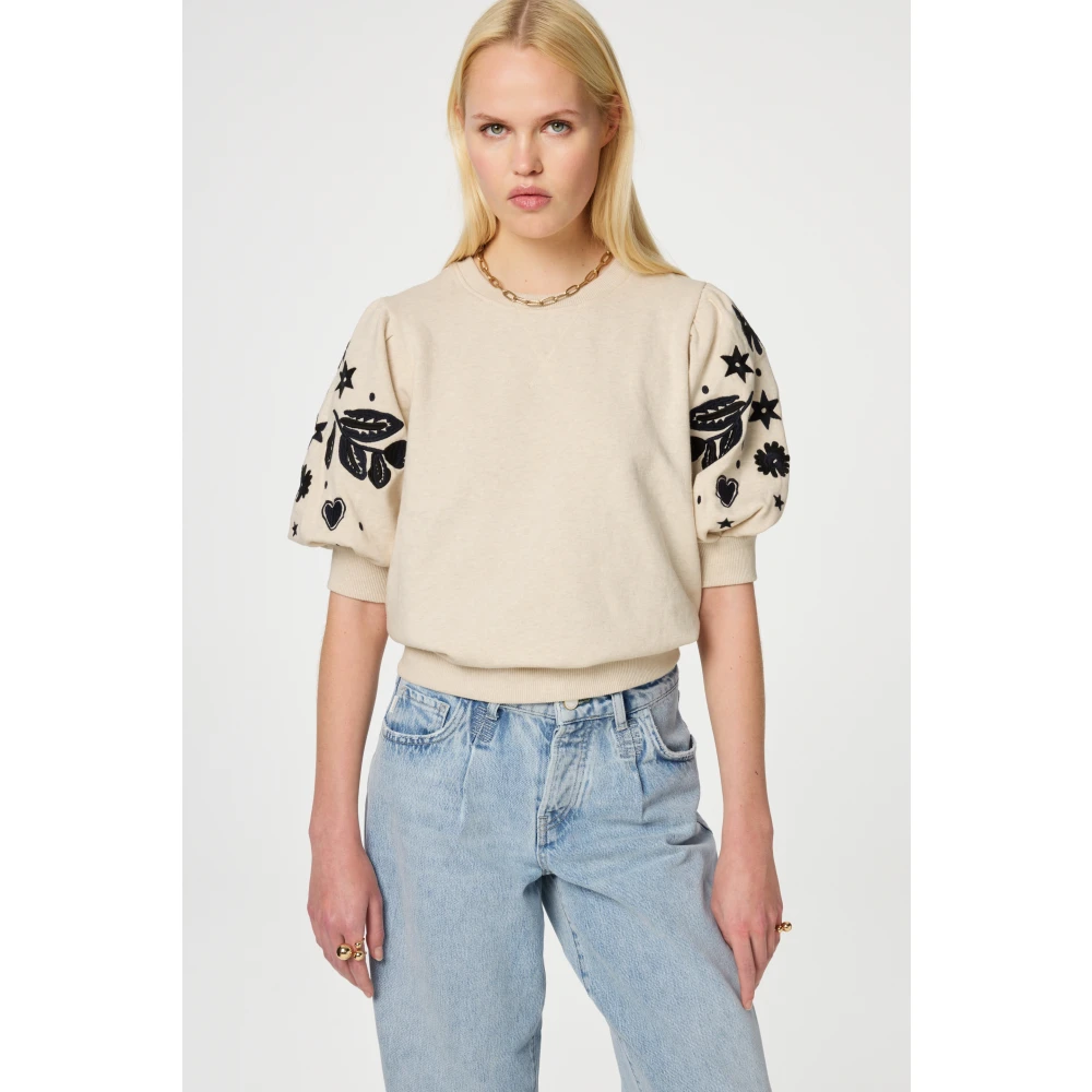 Fabienne Chapot Beige Bloemen Trui Beige Dames