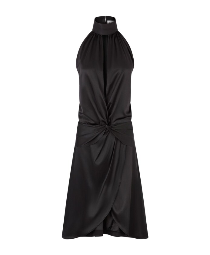 black-satin-halterneck-dress