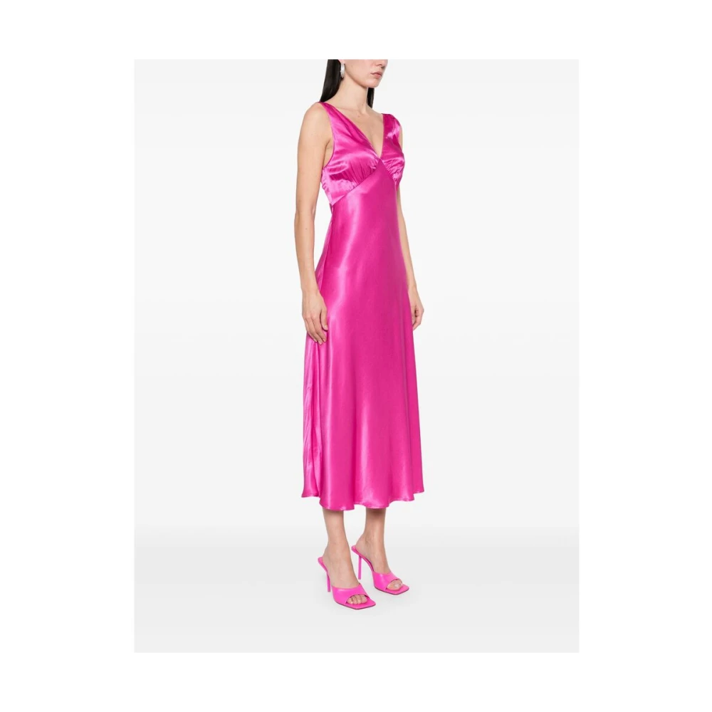 Rixo Fuchsia Pink V-Hals Jurk Pink Dames