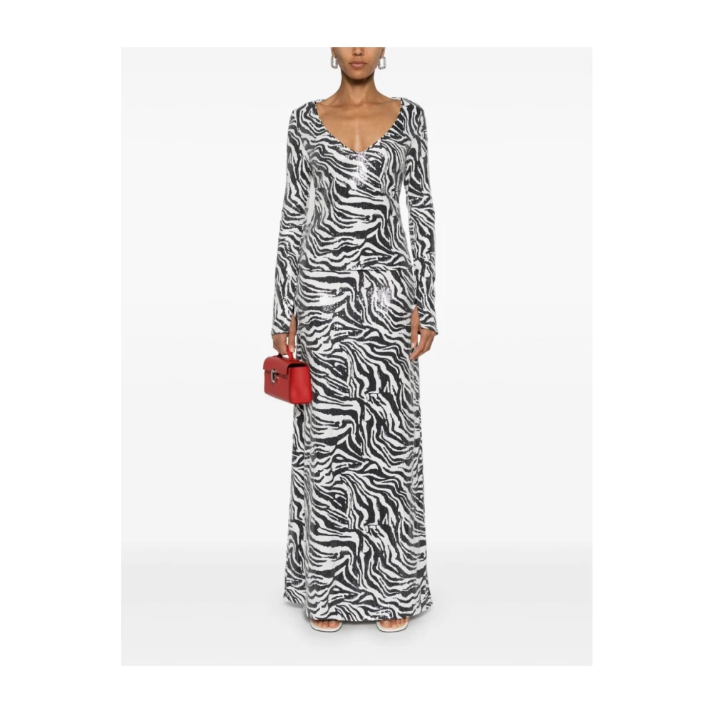 Rotate Birger Christensen Zebra Print Sequin T-shirt Black Dames