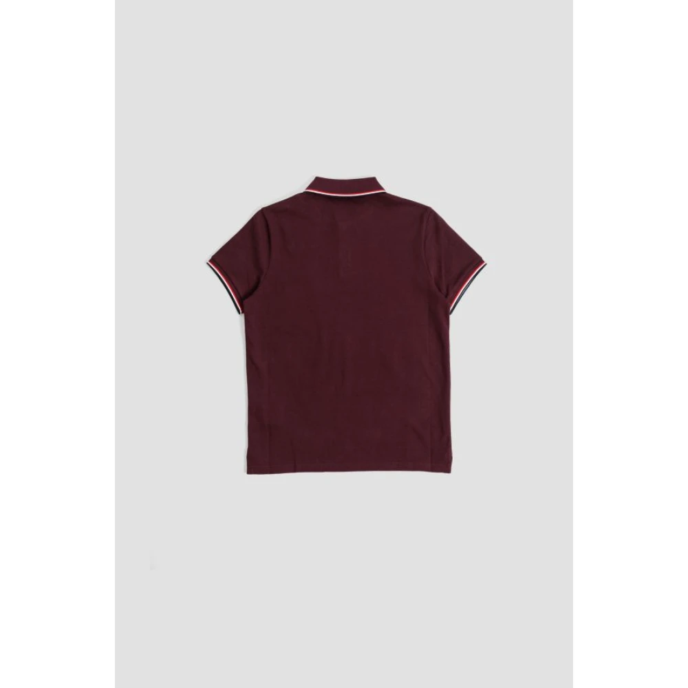 Moncler Bordeaux Polo Shirt met Tricolor Detail Red Heren