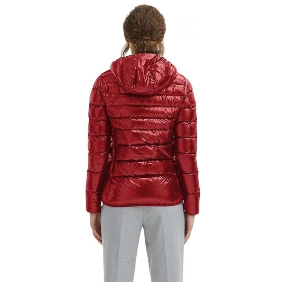 Centogrammi Korte gewatteerde jas met capuchon Red Dames
